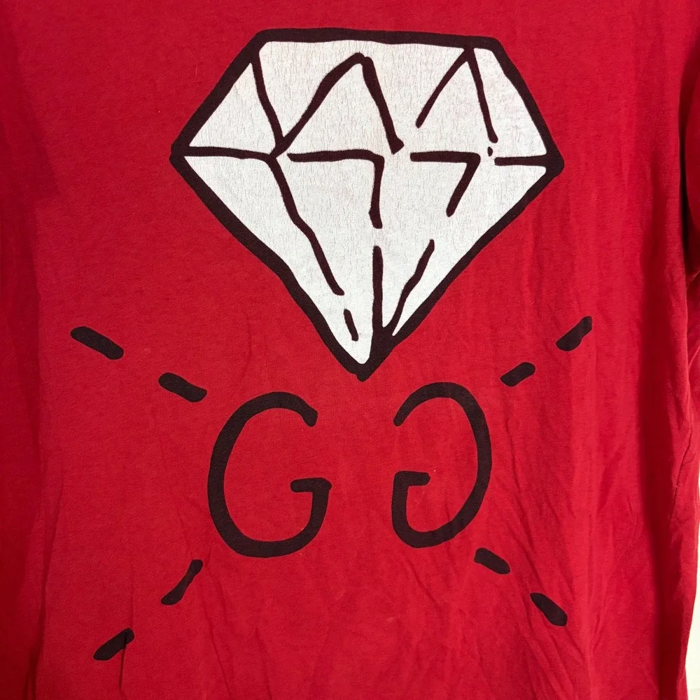 Gucci Mens Red Diamond Interlocking GG Graphic T-Shirt Medium Made in Italy